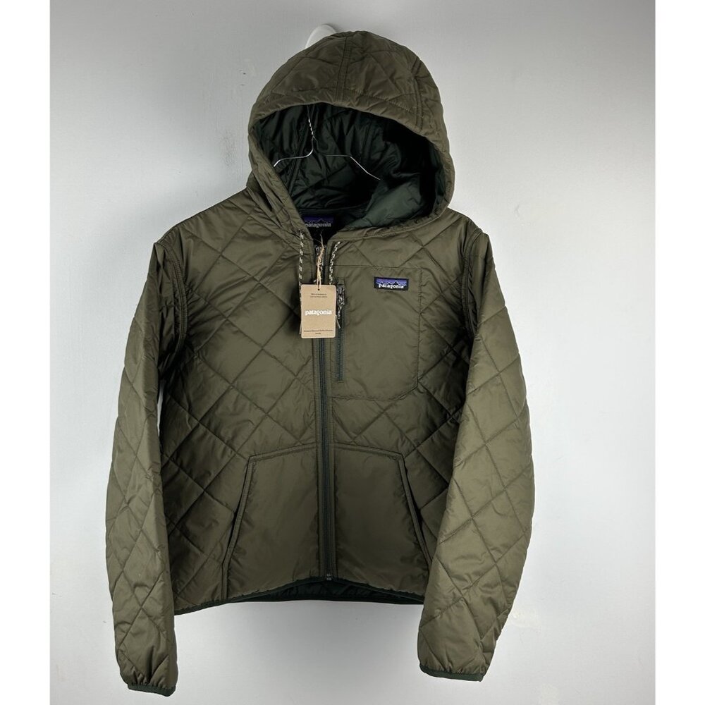 Patagonia Women’s Diamond Quilted Bomber Hoody Jacket Size Medium Basin Green